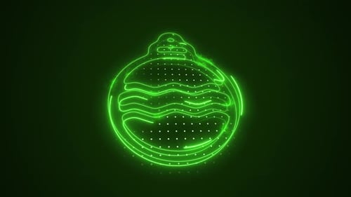 Neon Green Christmas Tree Decoration 3D Moving Outline Loop Background