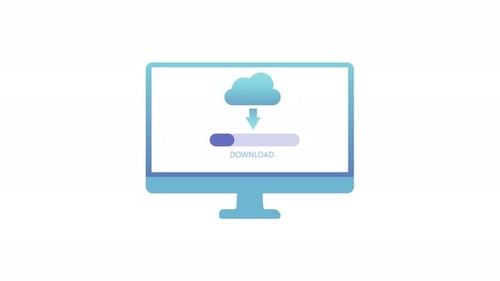 Flat Design Cloud Download Progress Bar Animation