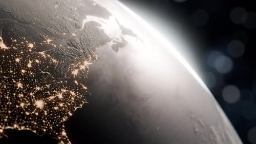 Sonnenaufgang auf dem Planeten Erde 3D-Animation