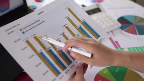 Financial Staff Count And Analyze Business Revenue And Profit Charts