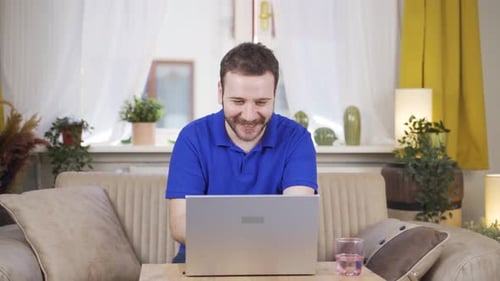 Successful man is happy.