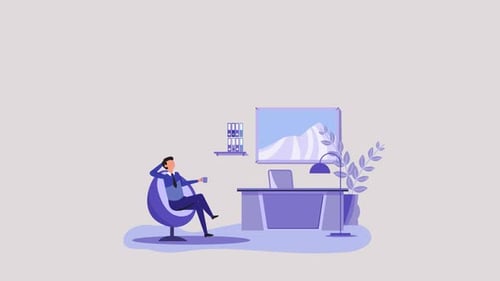 Relax At The Office Worker Animation Scene