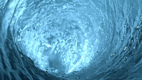 Swirling Water Vortex with Blue Liquid and Motion
