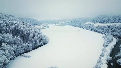 Snowed fields and meadows at winter.