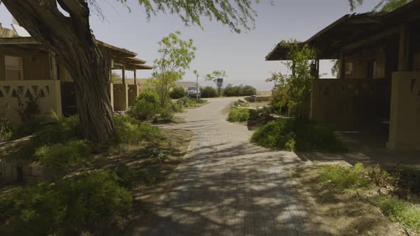 Eco village walkway in Neot Smadar, Israel - green nature path between ...