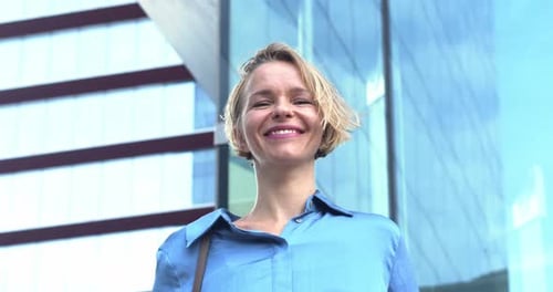 Portrait of a Smiling Business Woman Looking at Camera Entrepreneurial Empowered Woman