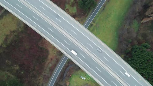 Impressive German Engineering: Overhead shot of the of the Tallest Autobahn Bridge in North Rhine-We