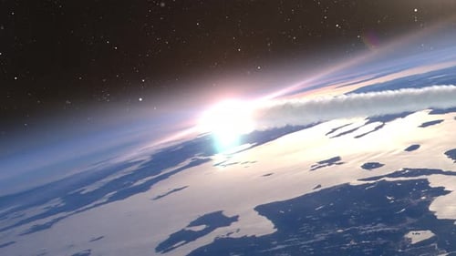 Bright Meteor Crashing Through Earth's Atmosphere from Space