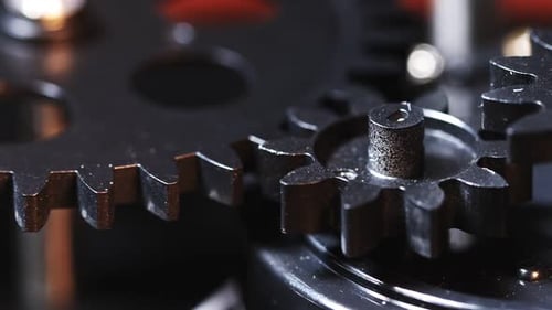Rotating Interlocking Metal Gears Machine Mechanism
