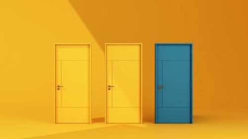 Portes colorées dans un cadre lumineux