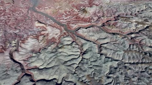 Aerial view of canyons and river, USA.
