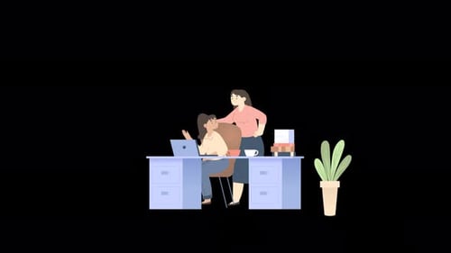 Businesswoman Characters Having Meeting Animation Alpha Channel 4K