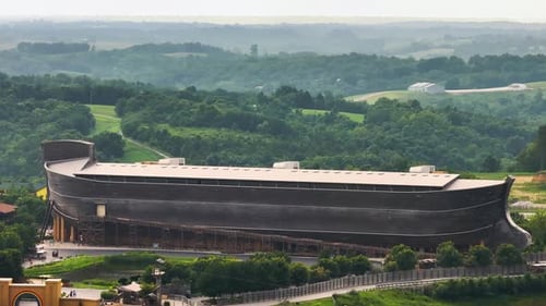 Aerial View of Noah's Ark Replica at Ark Encounter Theme Park in Williamstown Kentucky