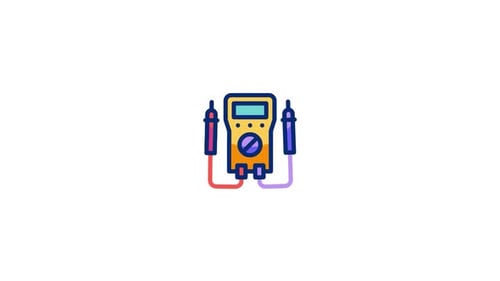 Animated Flat Multimeter Icon for Science and Technology