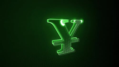 Neon Green Yen Yuan Currency Symbol Reveal