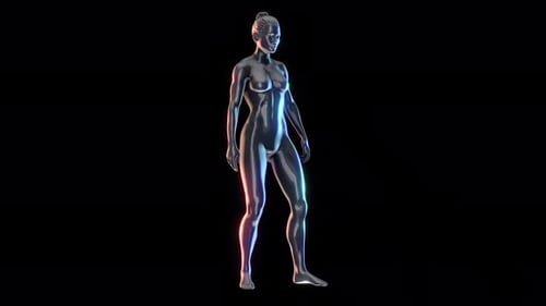 Futuristic 3D Female Body Scan with Dynamic Lighting