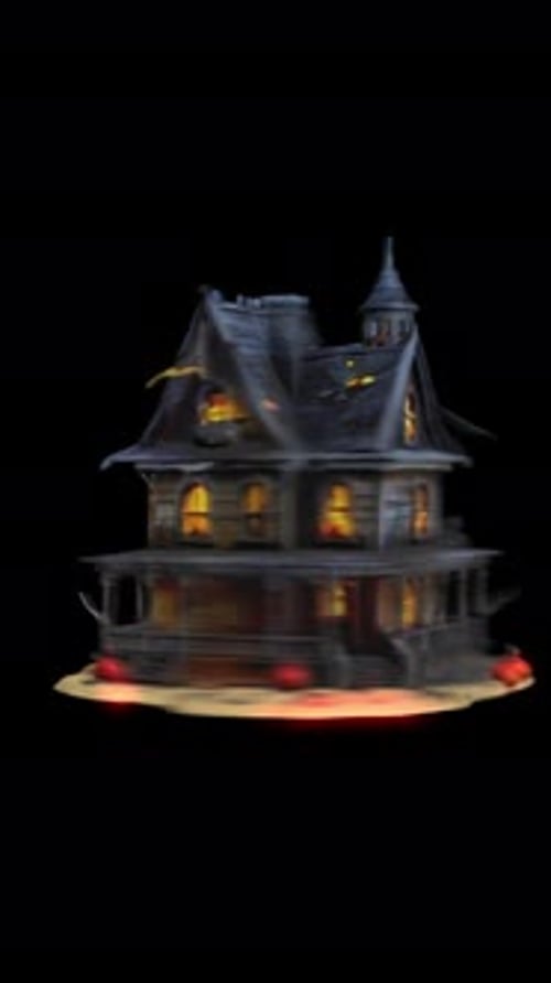 Cartoon 3D Scary Elements Transforming Animation On Alpha Channel Vertical