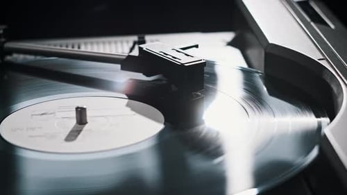 Record Player Spinning Vinyl Record Close Up