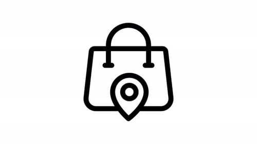 Animated Flat Design Shopping Bag Location Icon