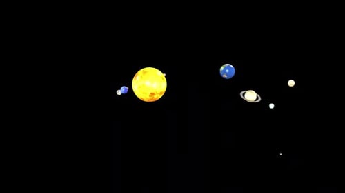 Animated Cartoon Solar System with Orbiting Planets