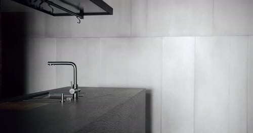 Modern and spacious wooden kitchen room. Real Estate