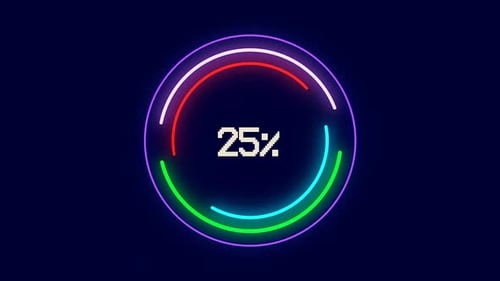 Futuristic Neon Ring Progress Bar Animation with Percentage