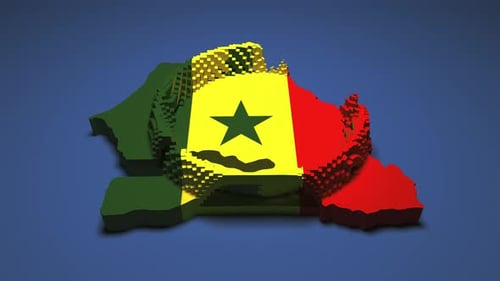 3D Senegal Map Flag Pixelated Build Animation