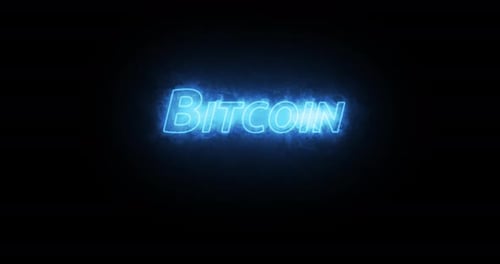 Glowing Electric Bitcoin Text Title Animation