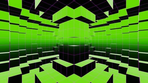 Green And Purple Floating Square Cirular Motion Background Vj Loop In 4K
