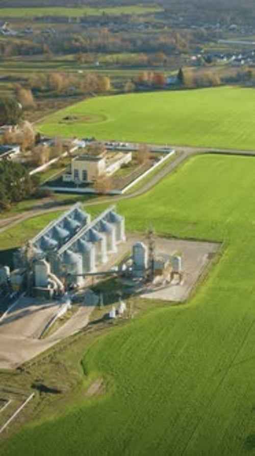 Aerial View Modern Granary Graindrying