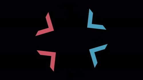 Geneva Collection: Four arrows rotate and converge from sides to meet in center to form a square on