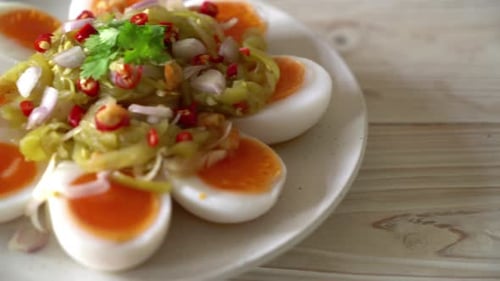 Soft Boiled Eggs Spicy Salad