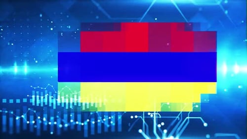 Armenia Flag on Economic Graph Background