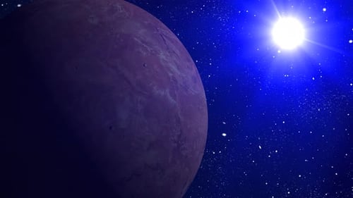 Rotierender fiktiver MAKEMAKE Planet Sphärengalaxie im Weltraum mit Sonnensystem, 2545