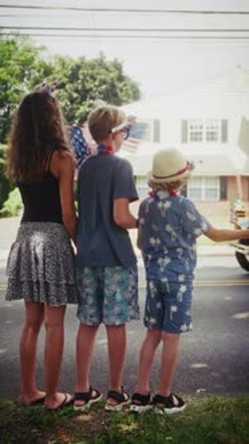 Children Watching Fourth of July Parade