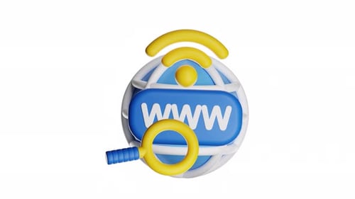 3D Internet Search and WiFi Network Icon Spinning