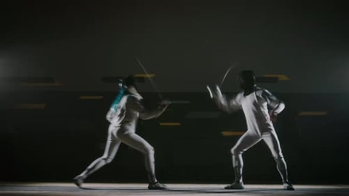 Timelapse of Professional Swordsmen Fencing with Foils