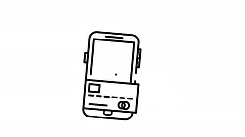 Bank Card Payment Approved on Mobile Line Art Animated Looping Video Alpha Channel Icon