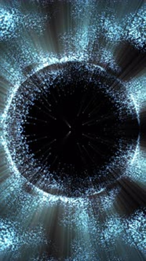 Abstract Blue Particles Radiating from Dark Circle Animation