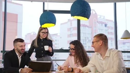 Business Meeting at Modern Urban Workplace