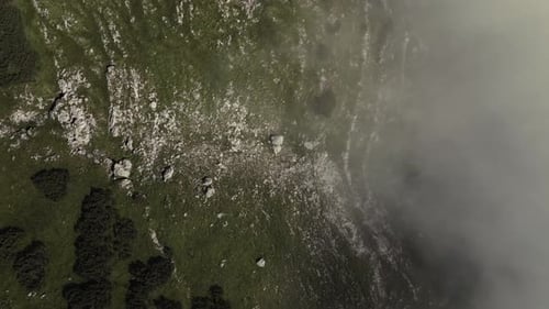 Aerial view of mountains and clouds, Austria.