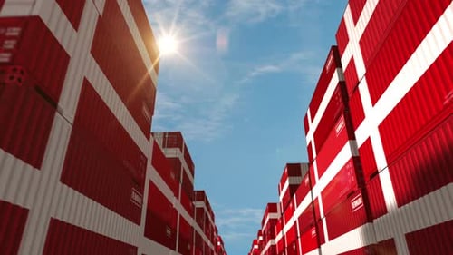 Denmark export cargo containers in row endless
