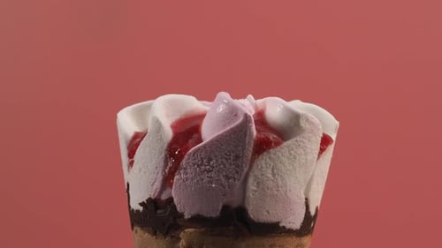 Refreshing Ice Cream Cone Dessert Close Up