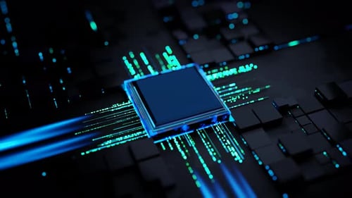 Conectividad tecnológica: activación de la CPU con millones de señales en la placa base.