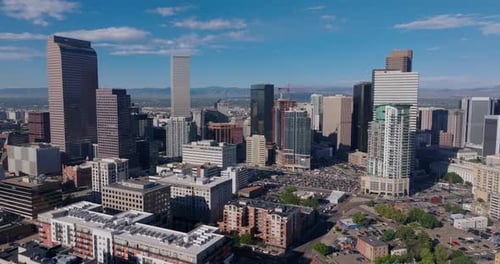 Denver Financial District Orbit Aerial