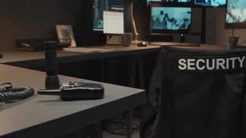 Security Office with Surveillance Monitors and Equipment