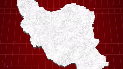 3D Animated Map of Iran on Grid Background