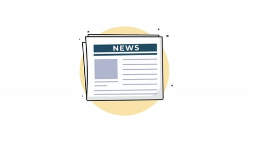 Animated Minimalist Newspaper News Icon Loop Graphic