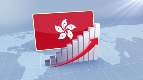 Hong Kong Economic Growth Bar Chart Graph Rising Red Arrow
