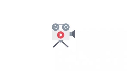 Animated Flat Design Video Camera Icon Transition